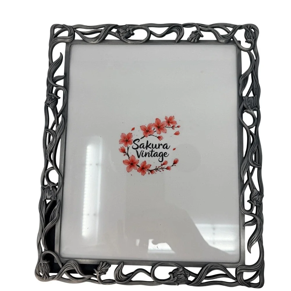 Set of 4‎ Vintage Pewter Photo Frames Ornate Floral Gallery Wall Collection